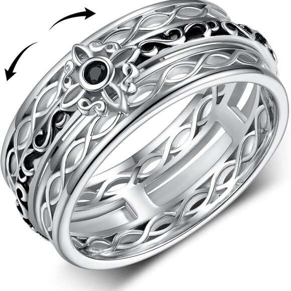 Sterling Silver Anxiety Ring Spinning Witches Knot Stress Relief Woman Jewelry
